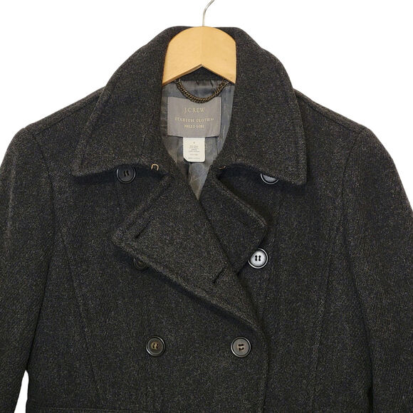 J Crew Stadium Cloth by Nello Gori Peacoat Double Breasted Wool Gray Size 4 - Picture 3 of 16